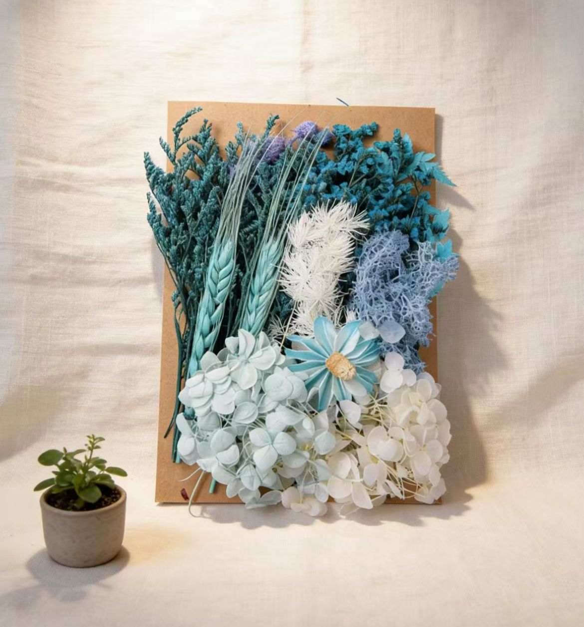 Blue Preserved Flower Bouquet for Home Decor