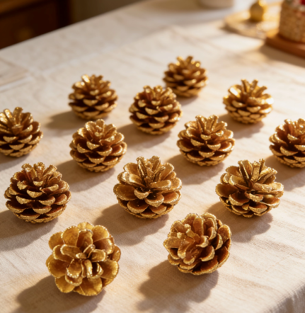 Bulk Gold Pinecones for Christmas & Candle Decor