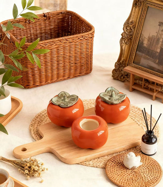 Persimmon Candle Vessel for Rustic Home Decoration