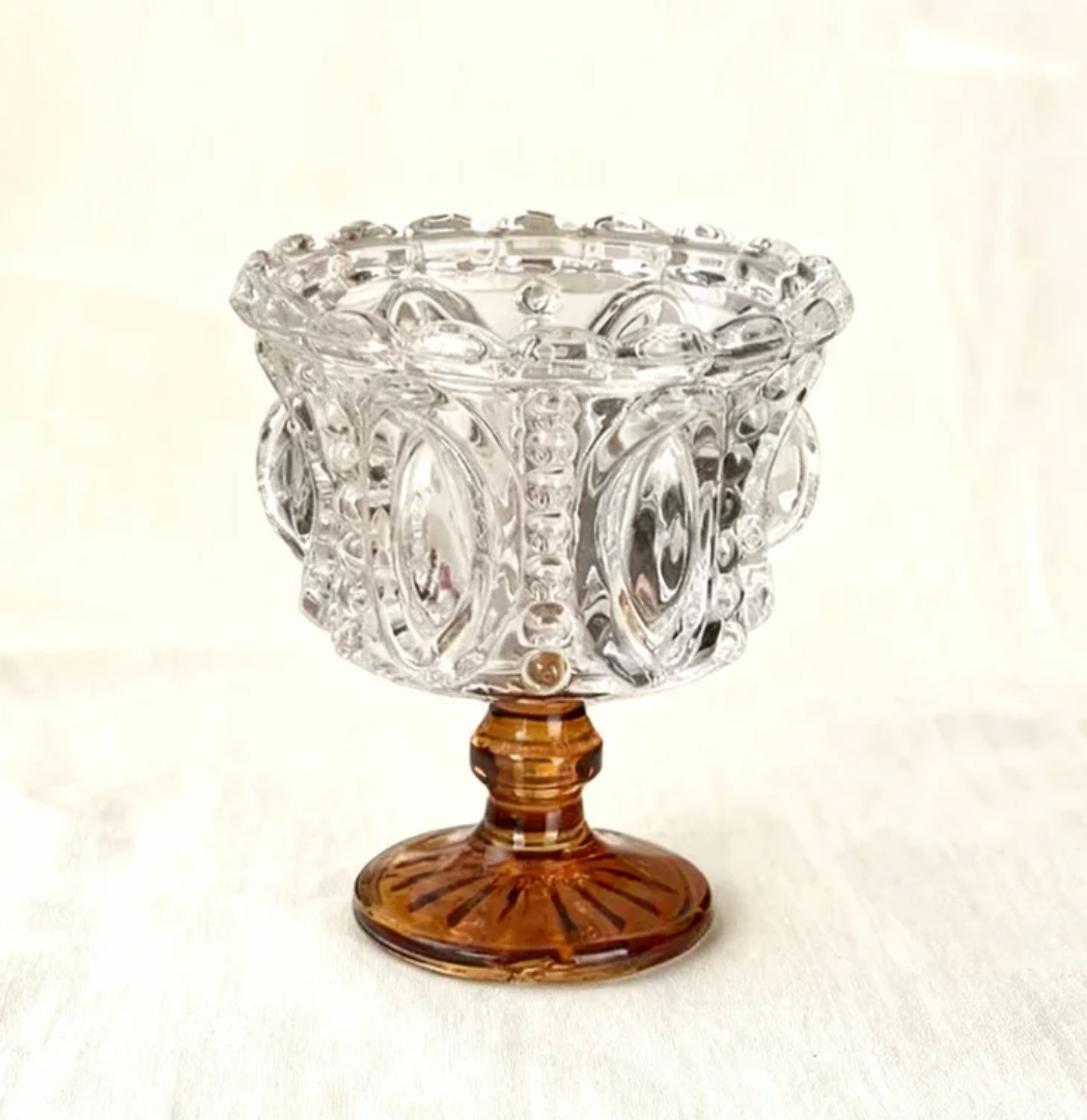Amber Base Vintage Glass Candle Holder