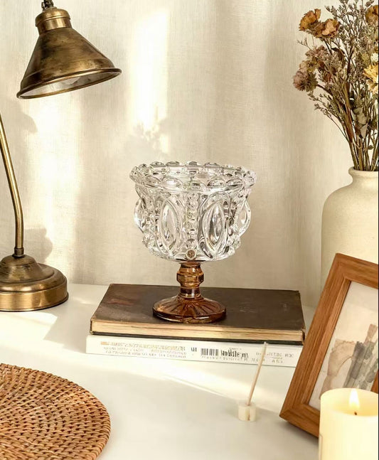 Amber Glass Candle Holder for Cozy Home Decor