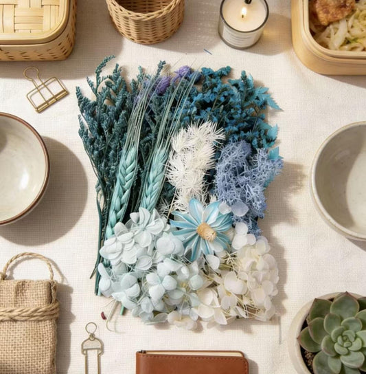 Blue Preserved Flower Kit for Candle Decoration