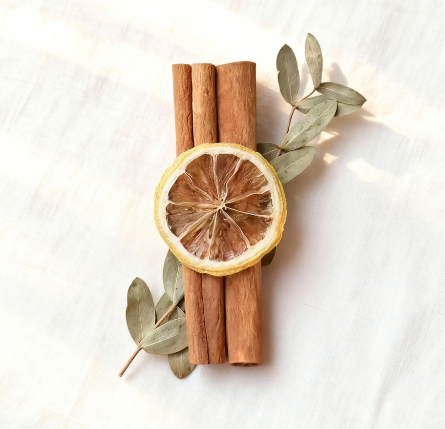 Cinnamon Sticks with Dried Lemon for Candle Decor