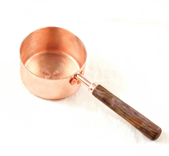 Copper Wax Melting Pot with Wooden Handle for Candle Making