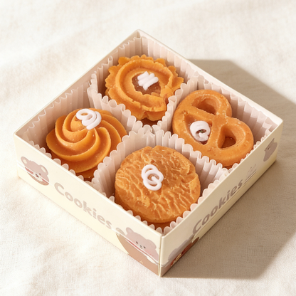 Box of cookies with a white background