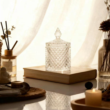 Diamond Glass Candle Jar for Aesthetic Home Decor