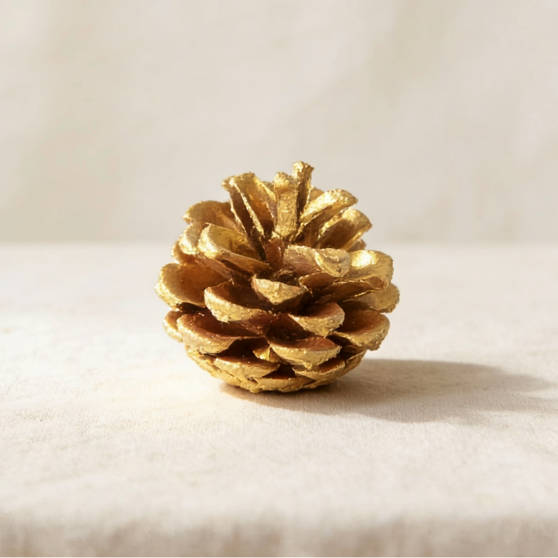 Gold Painted Pinecone for Luxury Candle Decor