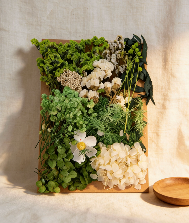 Mixed Green Dried Preserved Flower Decor Set