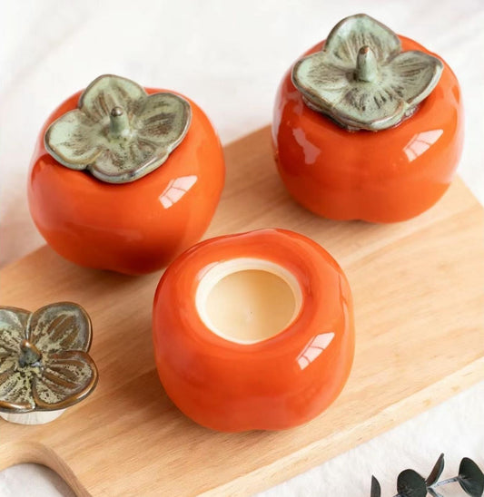 Ceramic Persimmon Shaped Candle Holder Home Decor