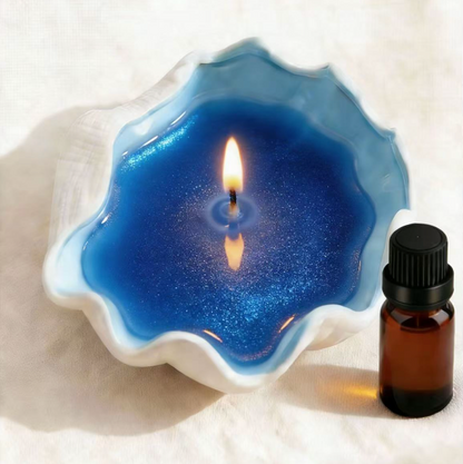 Seashell Shaped Blue Glitter Scented Candle with Essential Oil