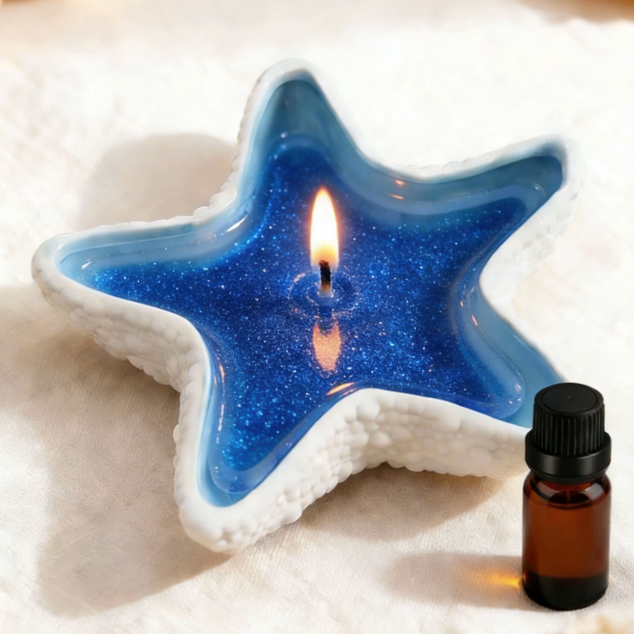 Starfish Shaped Blue Glitter Scented Candle Aromatherapy